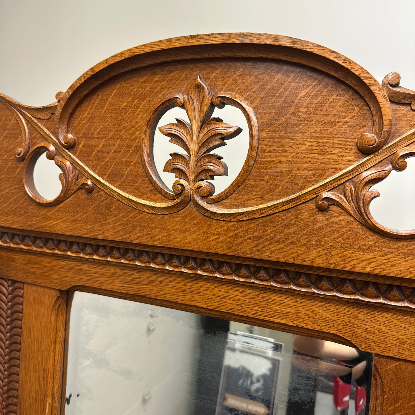 1900s American Antique Oak Hall Tree
