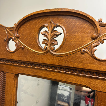 1900s American Antique Oak Hall Tree