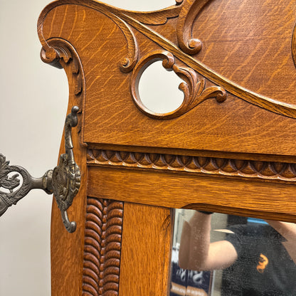 1900s American Antique Oak Hall Tree