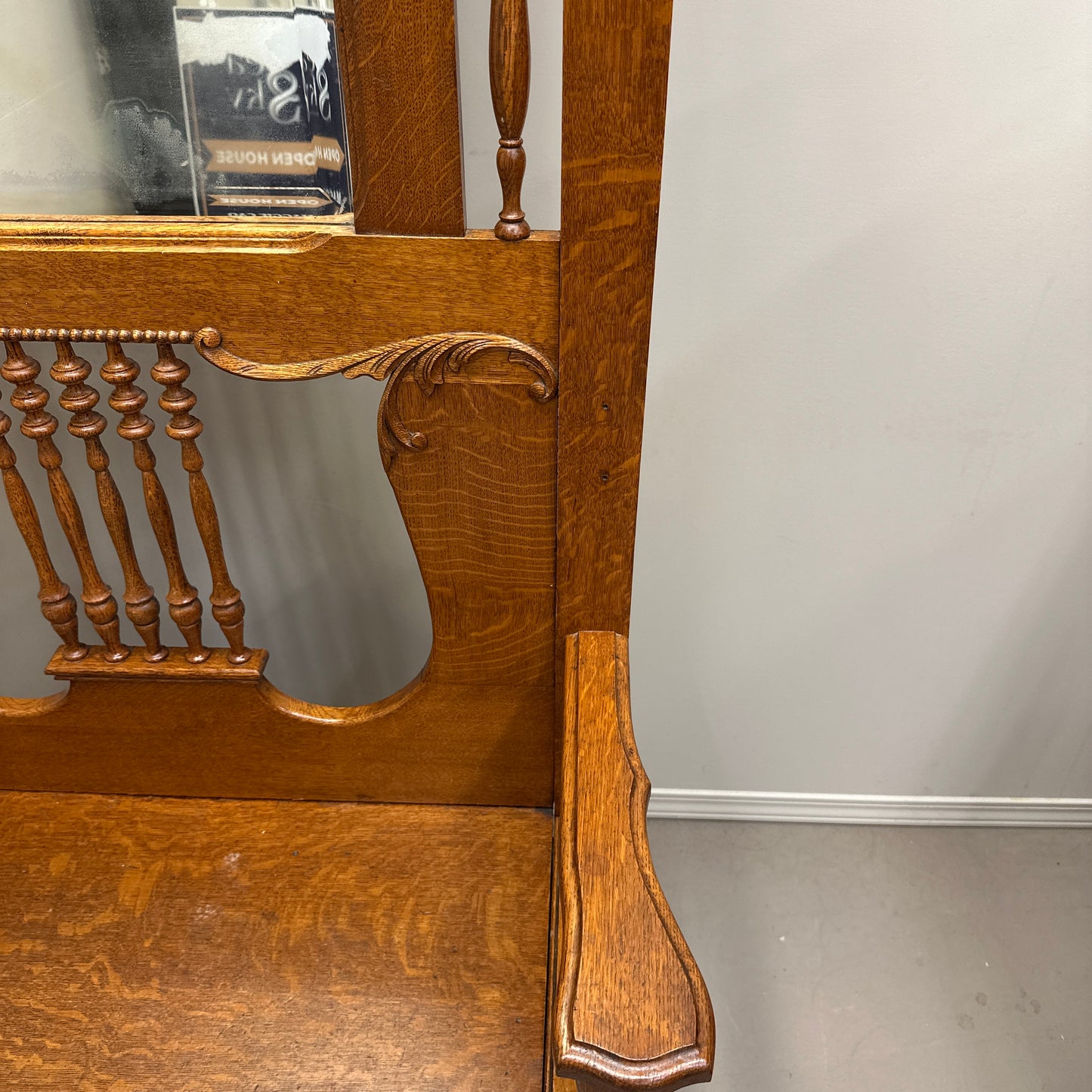 1900s American Antique Oak Hall Tree