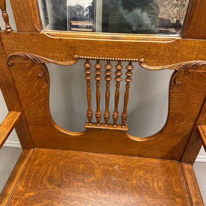 1900s American Antique Oak Hall Tree