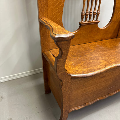 1900s American Antique Oak Hall Tree