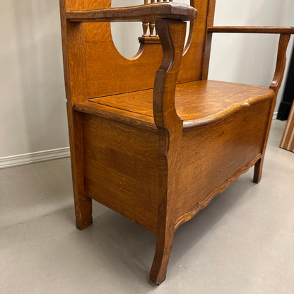 1900s American Antique Oak Hall Tree