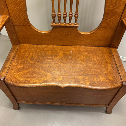 1900s American Antique Oak Hall Tree