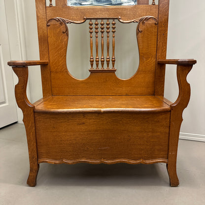 1900s American Antique Oak Hall Tree