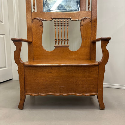1900s American Antique Oak Hall Tree