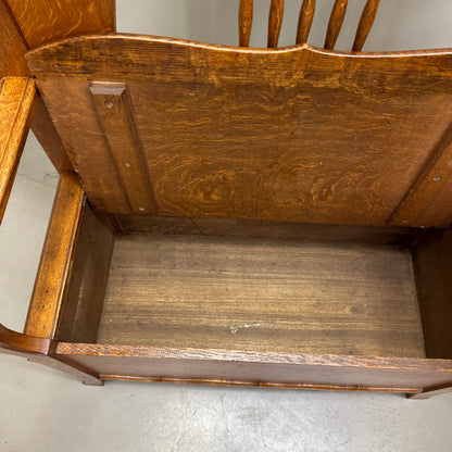 1900s American Antique Oak Hall Tree