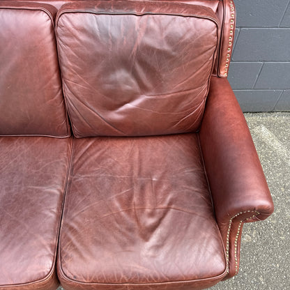 Genuine Leather Brown Couch
