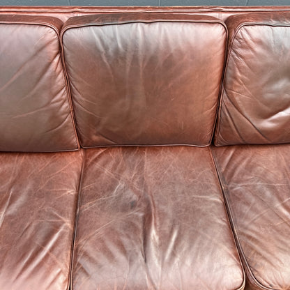 Genuine Leather Brown Couch