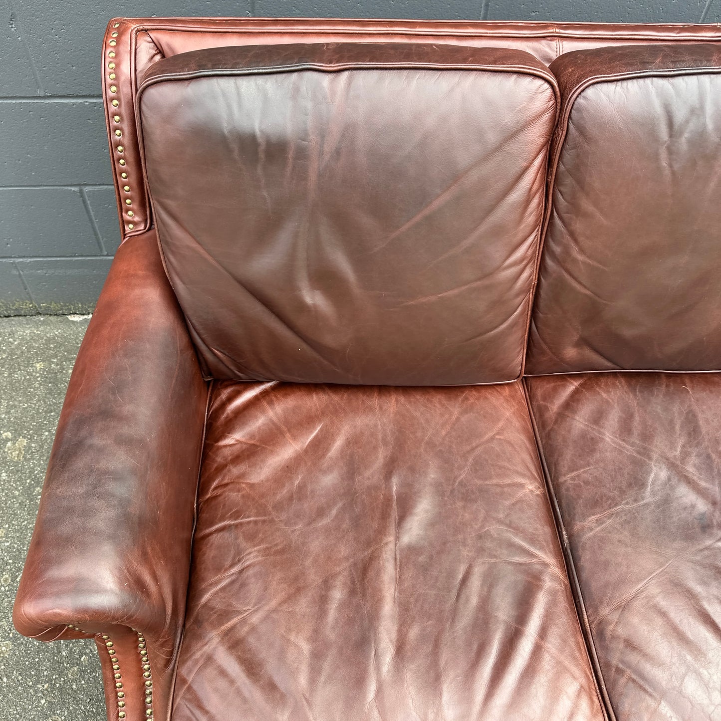 Genuine Leather Brown Couch