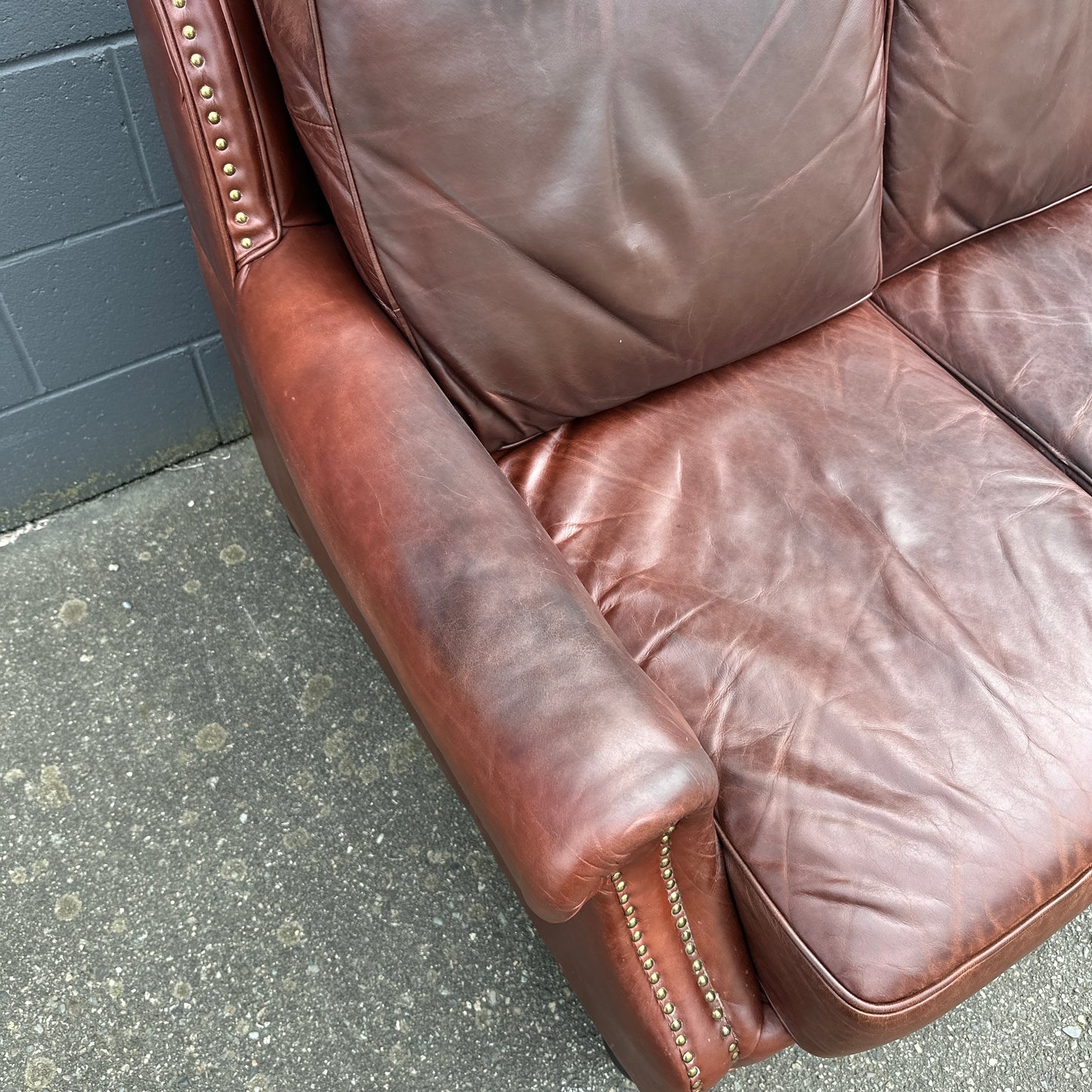 Genuine Leather Brown Couch
