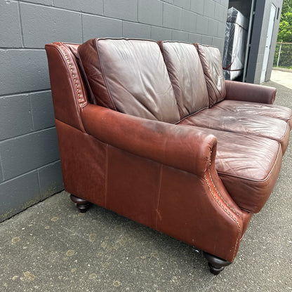 Genuine Leather Brown Couch