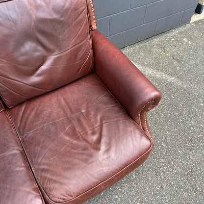Genuine Leather Brown Couch