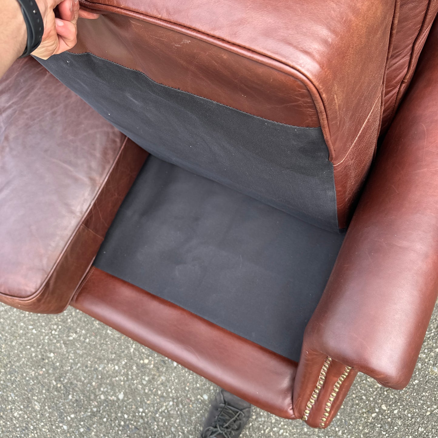 Genuine Leather Brown Couch