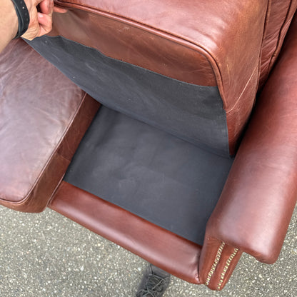 Genuine Leather Brown Couch