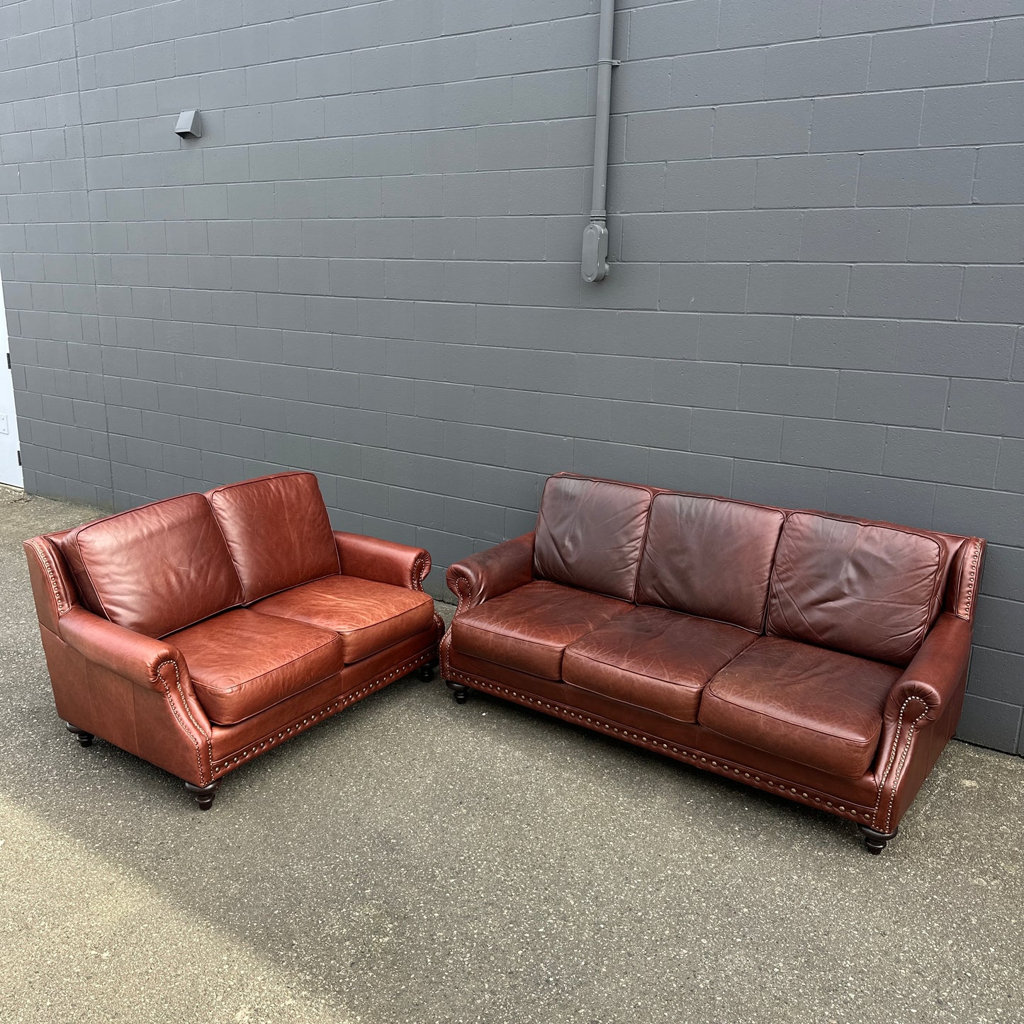 Genuine Leather Brown Sofa Set
