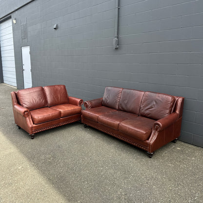 Genuine Leather Brown Sofa Set