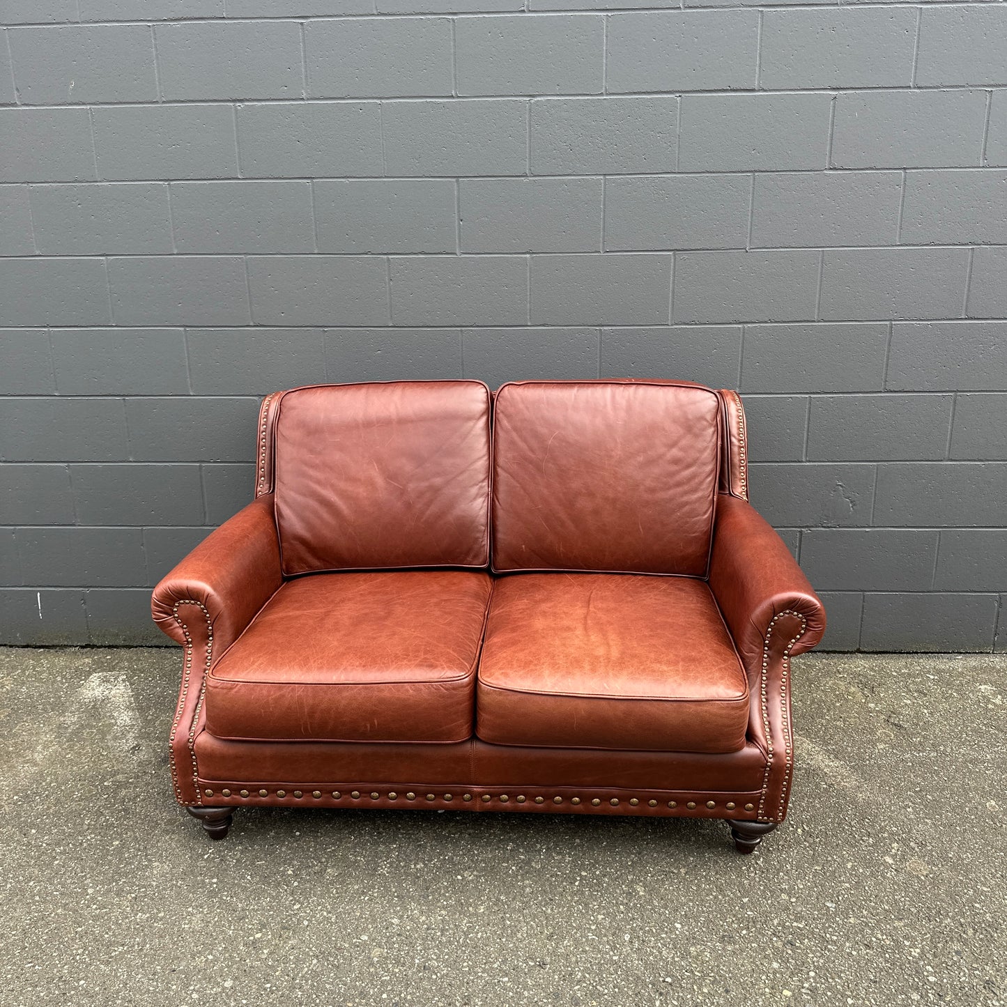 Genuine Leather Brown Love Seat