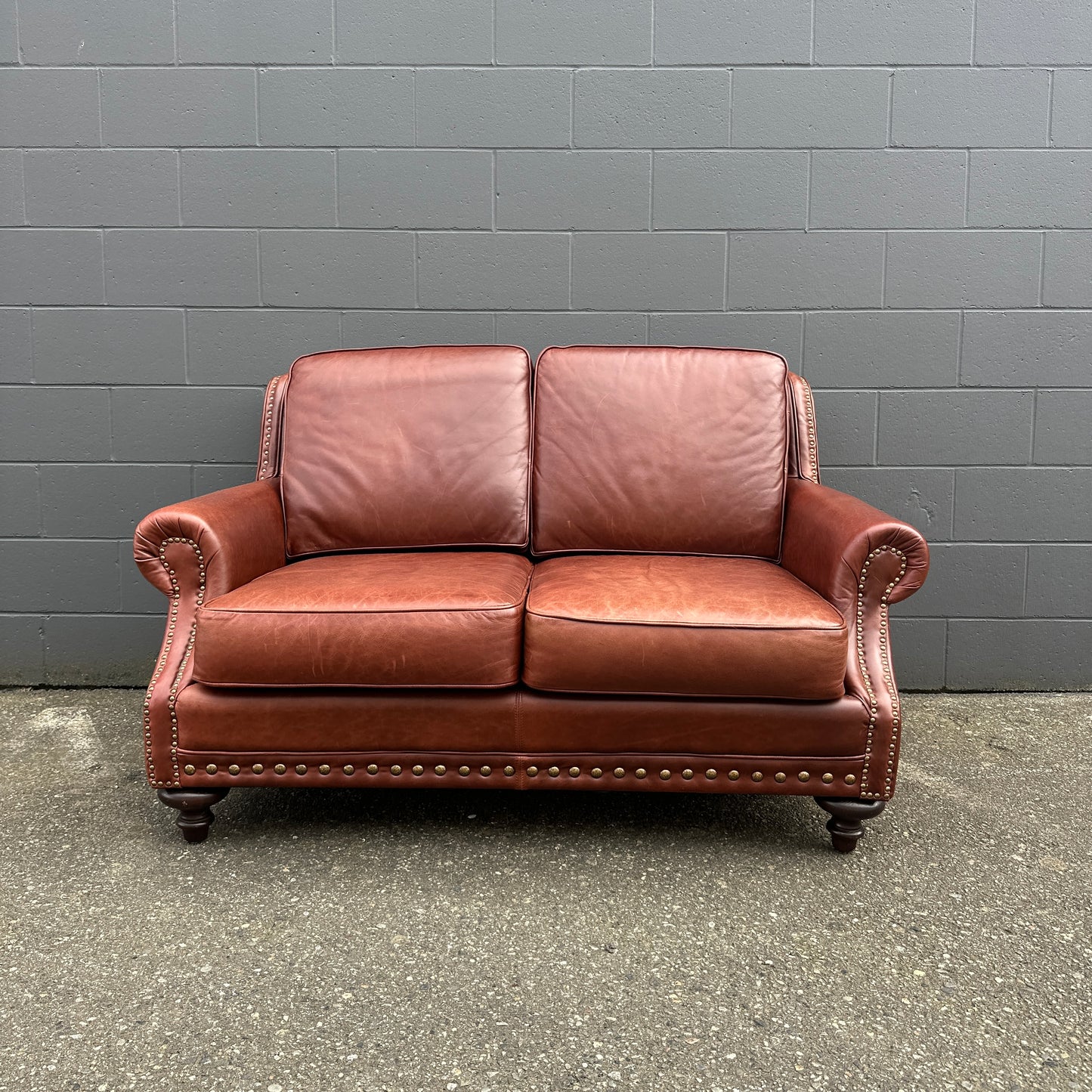 Genuine Leather Brown Love Seat