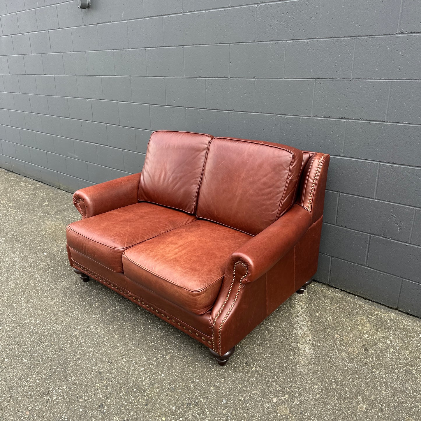 Genuine Leather Brown Love Seat