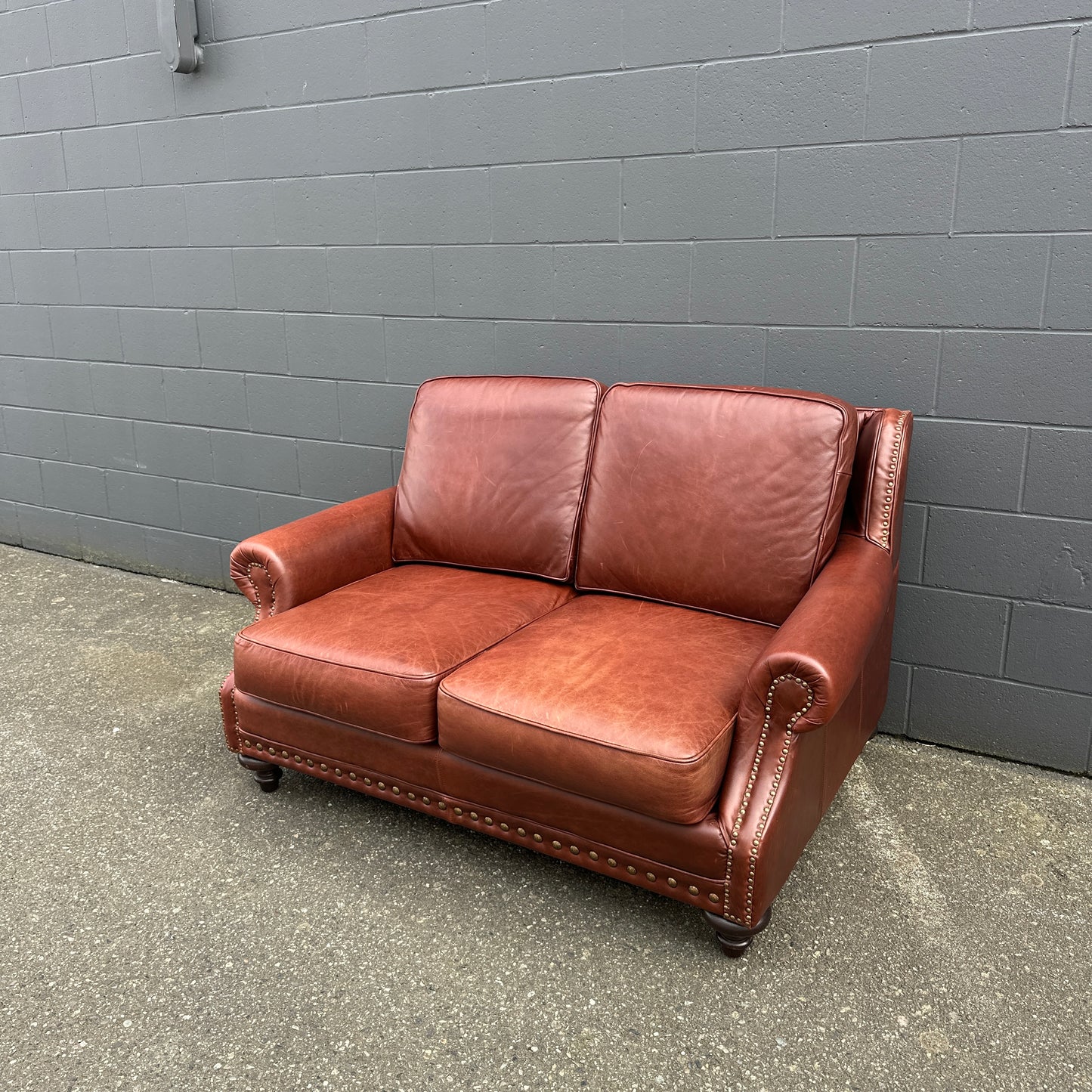 Genuine Leather Brown Love Seat