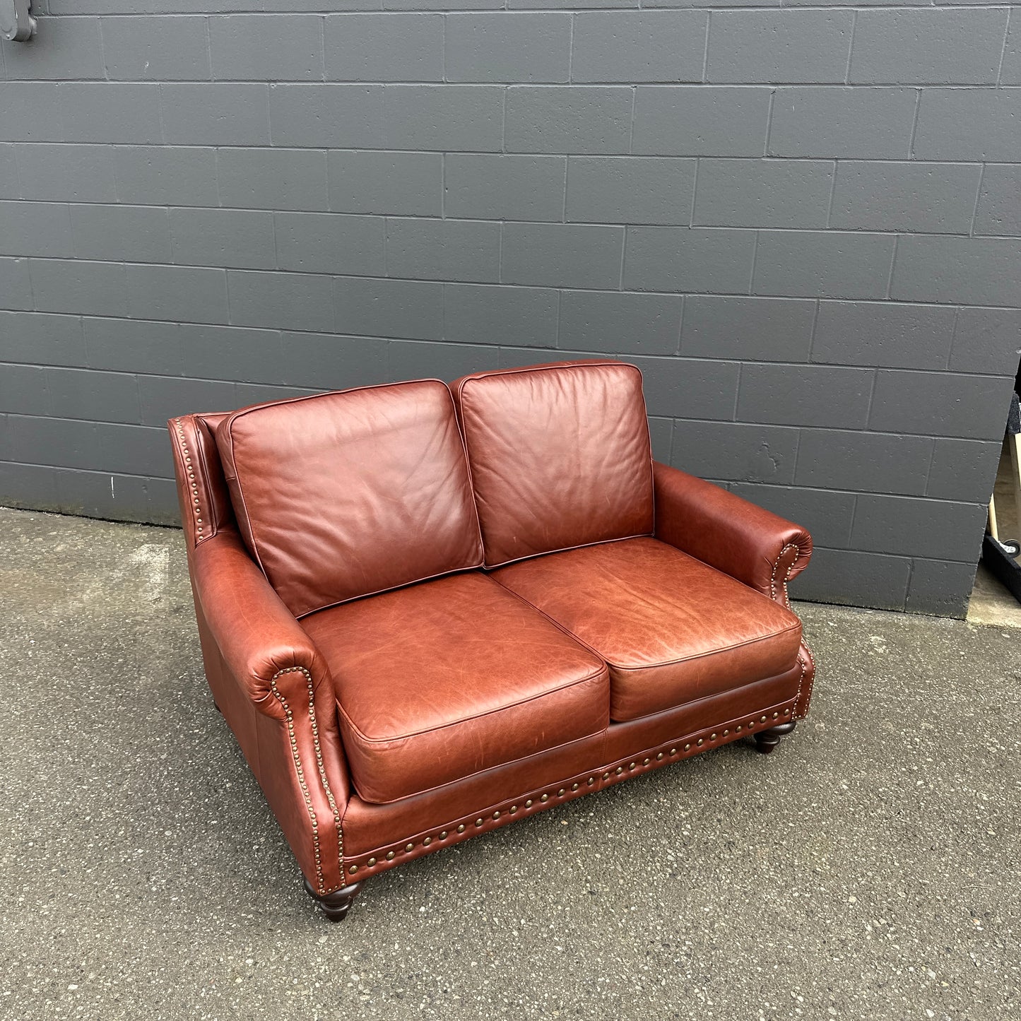 Genuine Leather Brown Love Seat