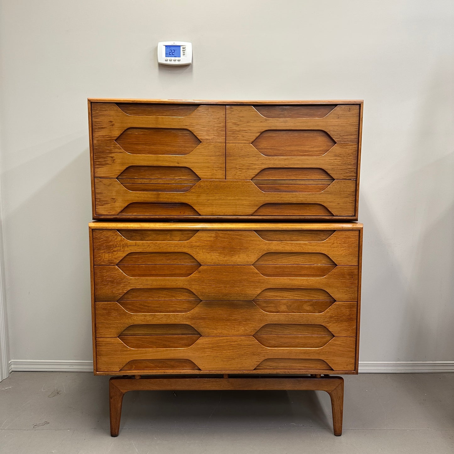 Mid-Century Arne Hovmand Highboy Dresser and Nightstand