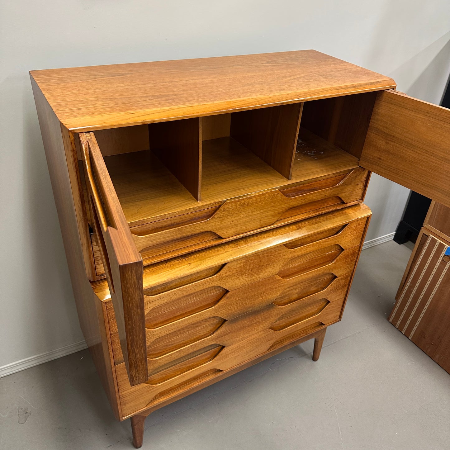 Mid-Century Arne Hovmand Highboy Dresser and Nightstand