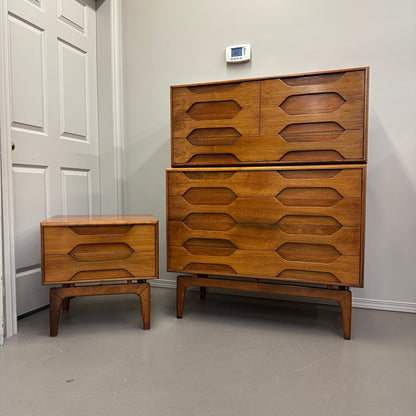 Mid-Century Arne Hovmand Highboy Dresser and Nightstand
