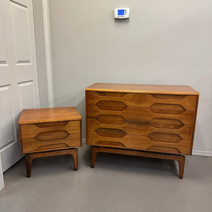 Mid-Century Arne Hovmand Highboy Dresser and Nightstand