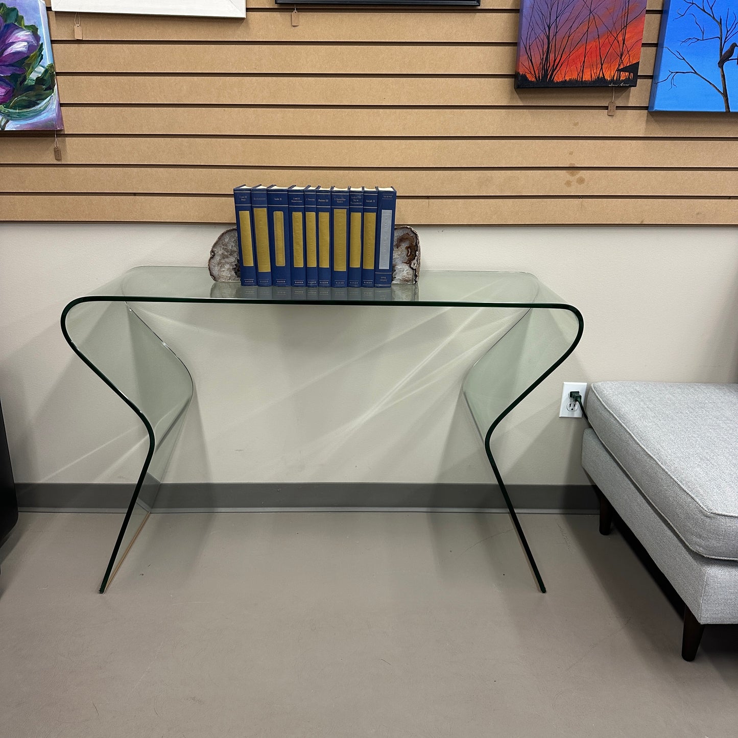 Modern Curved Glass Console Table