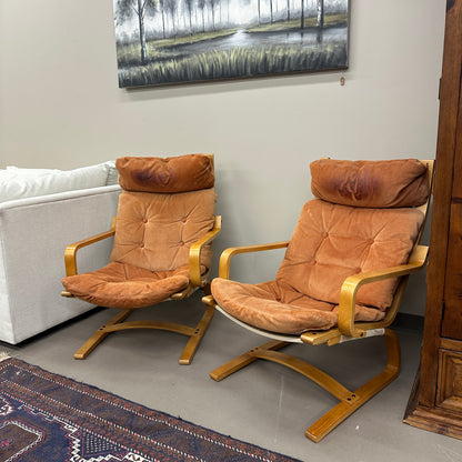 1970s Norwegian Leather Accent Chair (x2)