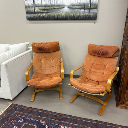 1970s Norwegian Leather Accent Chair (x2)