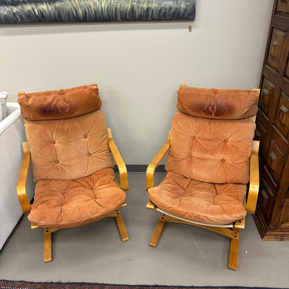 1970s Norwegian Leather Accent Chair (x2)