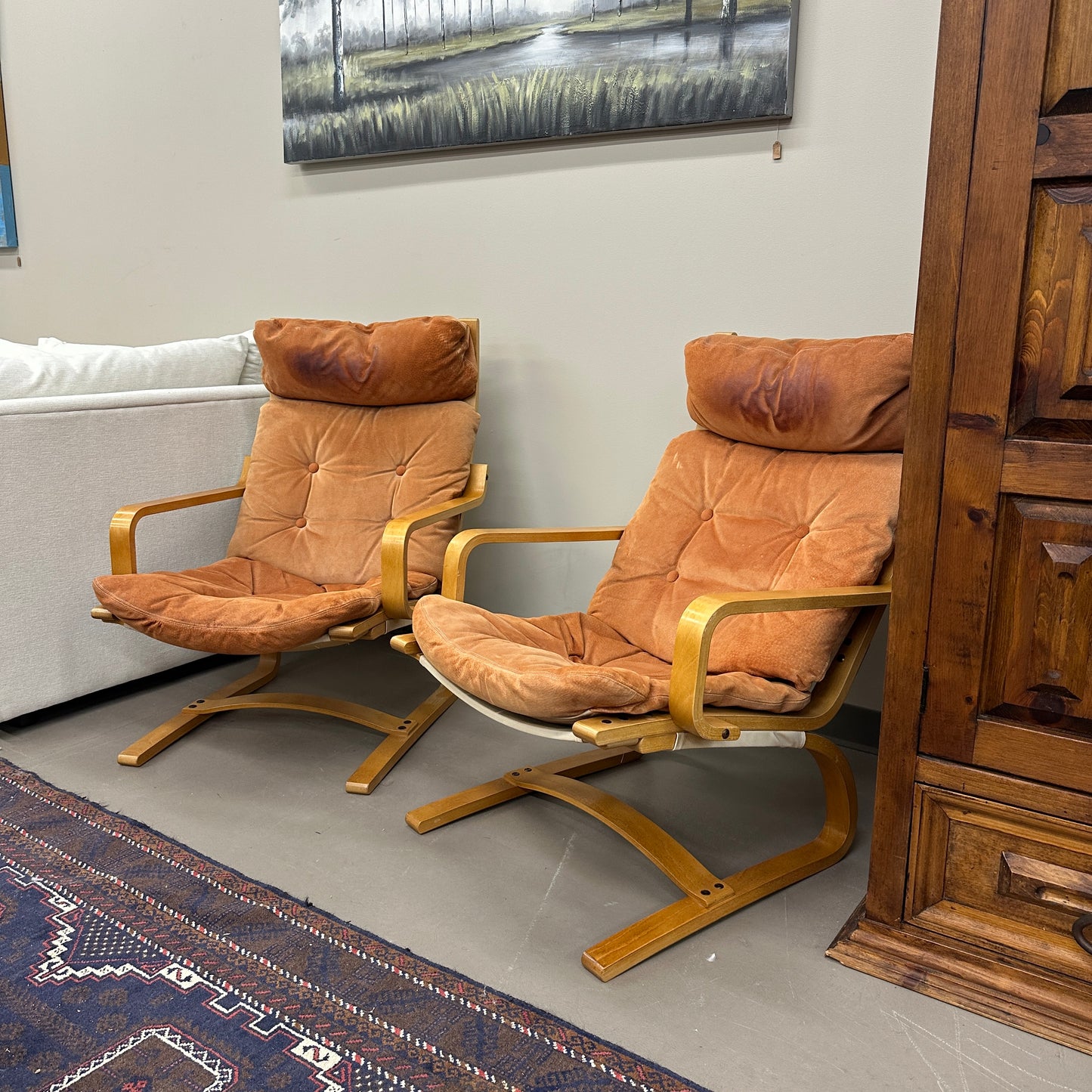 1970s Norwegian Leather Accent Chair (x2)