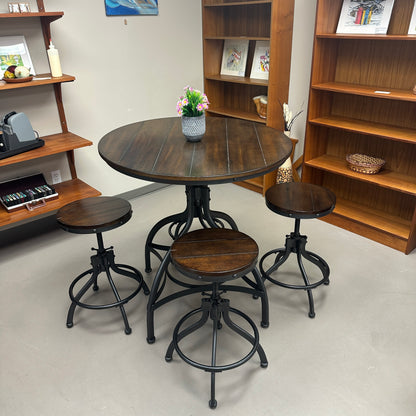 Linon Steel/Wood Industrial Adjustable Round Bar Set
