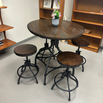 Linon Steel/Wood Industrial Adjustable Round Bar Set