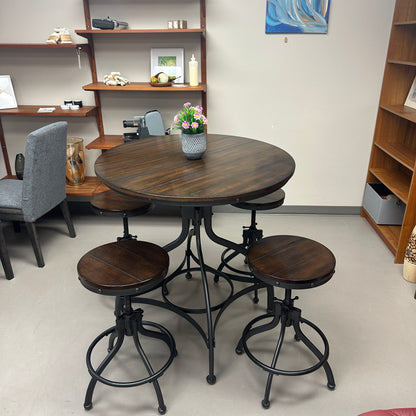 Linon Steel/Wood Industrial Adjustable Round Bar Set