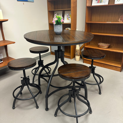 Linon Steel/Wood Industrial Adjustable Round Bar Set