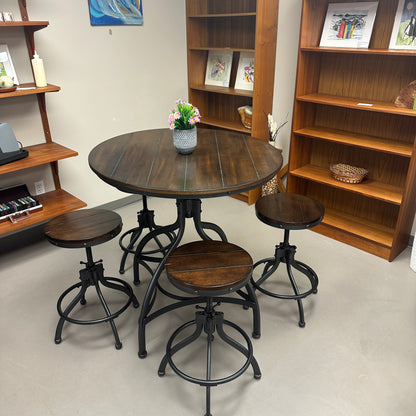 Linon Steel/Wood Industrial Adjustable Round Bar Set