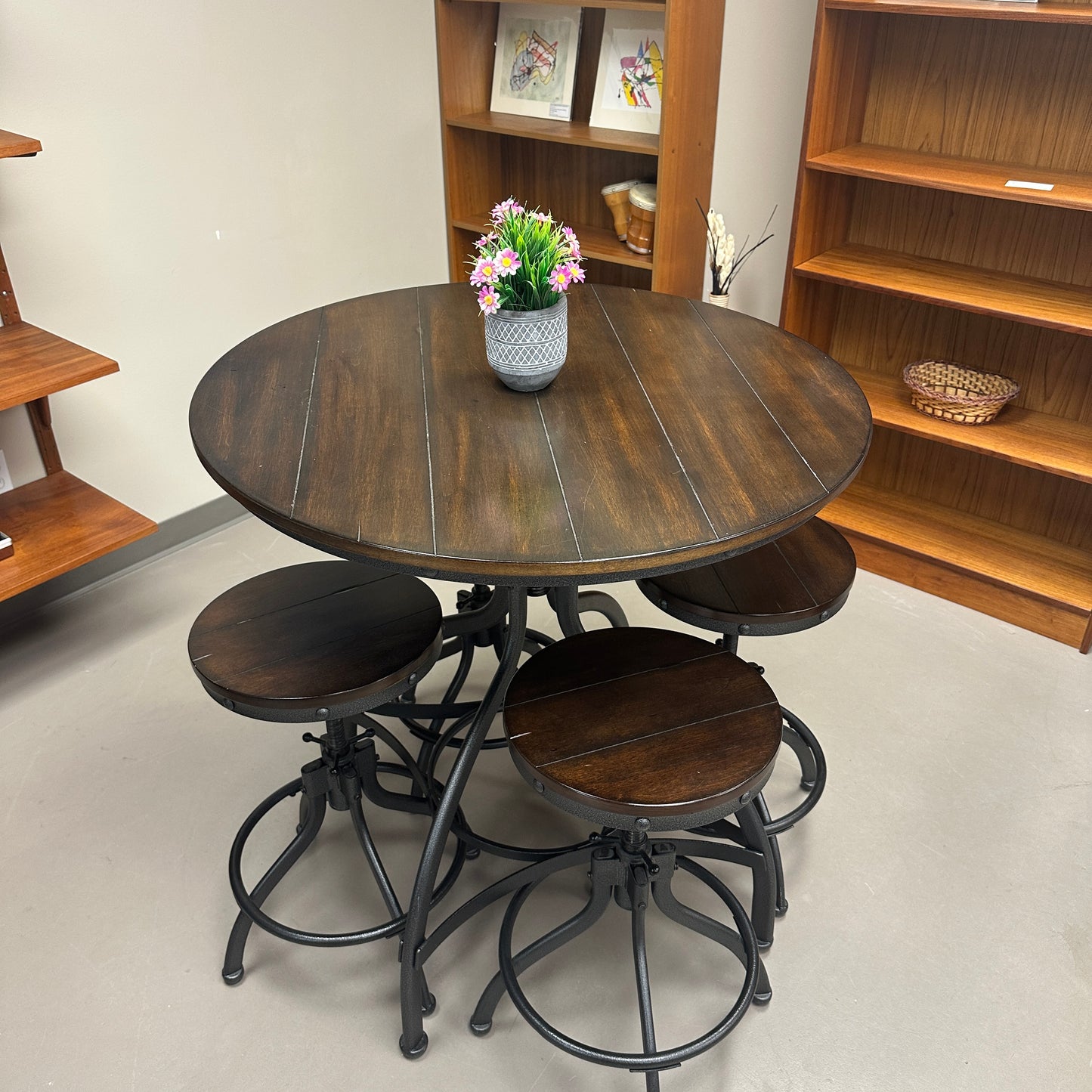 Linon Steel/Wood Industrial Adjustable Round Bar Set