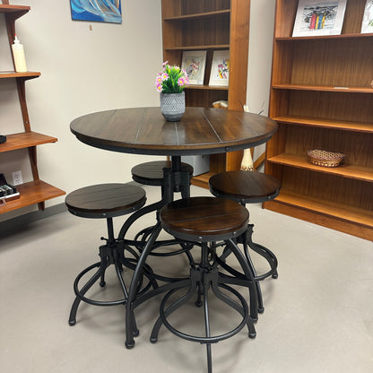 Linon Steel/Wood Industrial Adjustable Round Bar Set