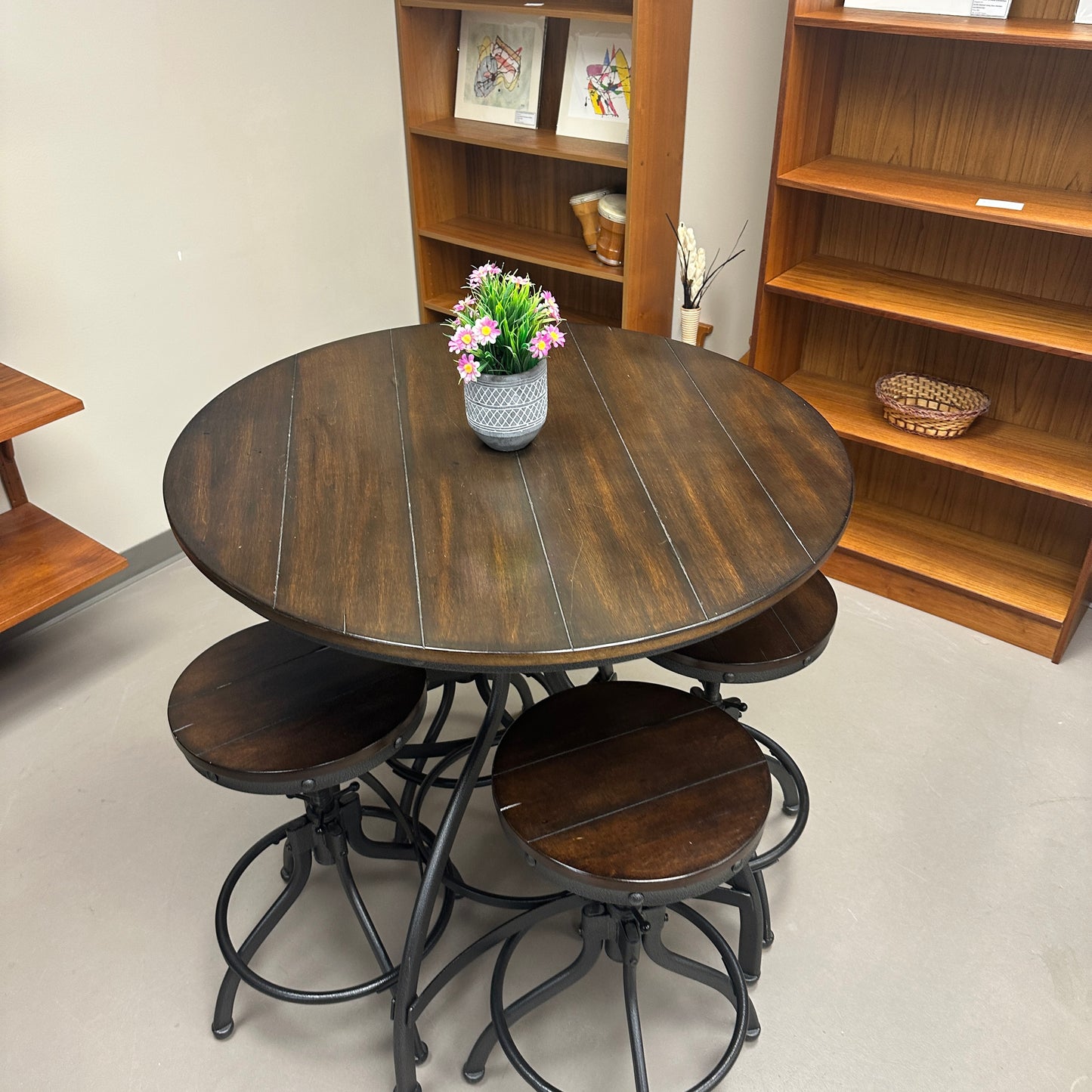 Linon Steel/Wood Industrial Adjustable Round Bar Set