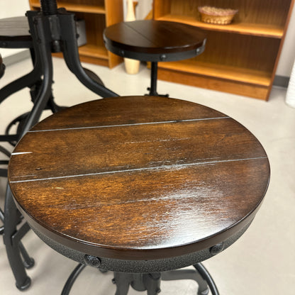Linon Steel/Wood Industrial Adjustable Round Bar Set