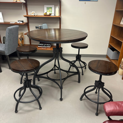 Linon Steel/Wood Industrial Adjustable Round Bar Set
