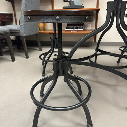 Linon Steel/Wood Industrial Adjustable Round Bar Set