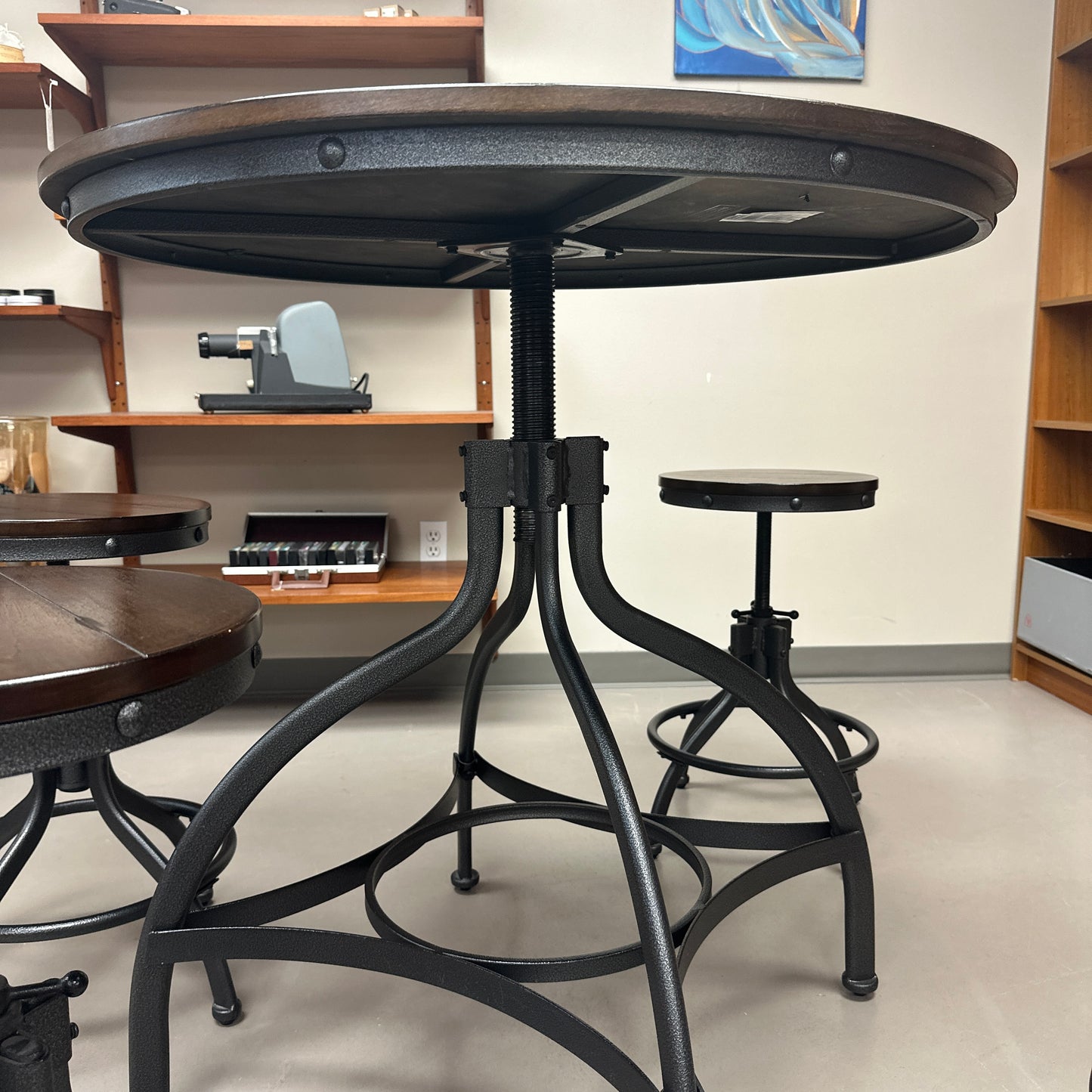 Linon Steel/Wood Industrial Adjustable Round Bar Set