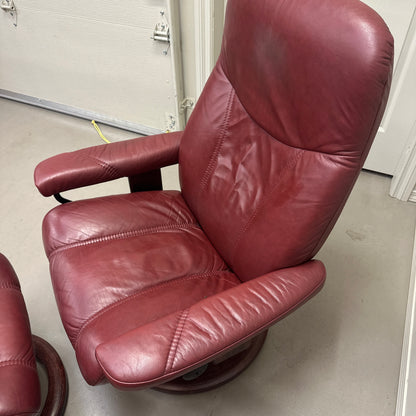 Ekornes Stressless Leather Recliner Chair & Ottoman