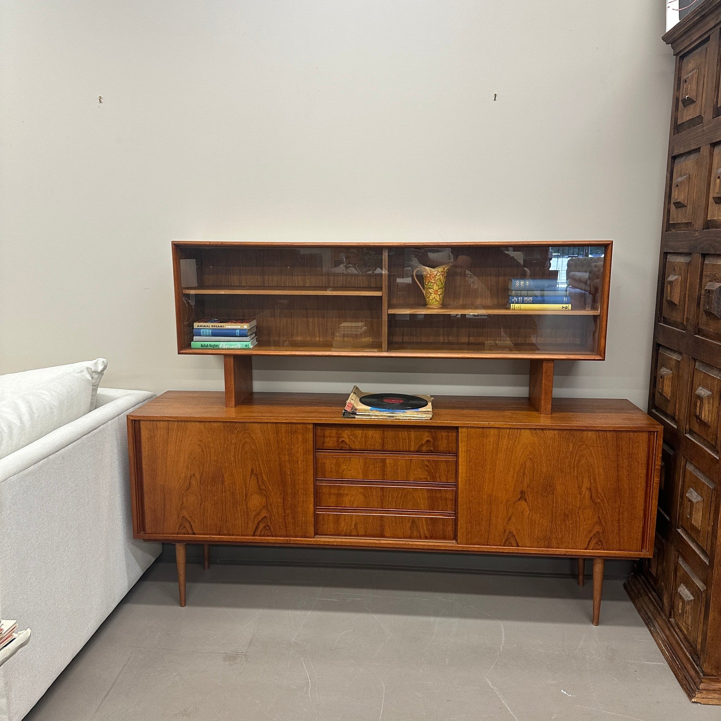 Mid-Century Modern Danish 2-Piece Sideboard & Hutch