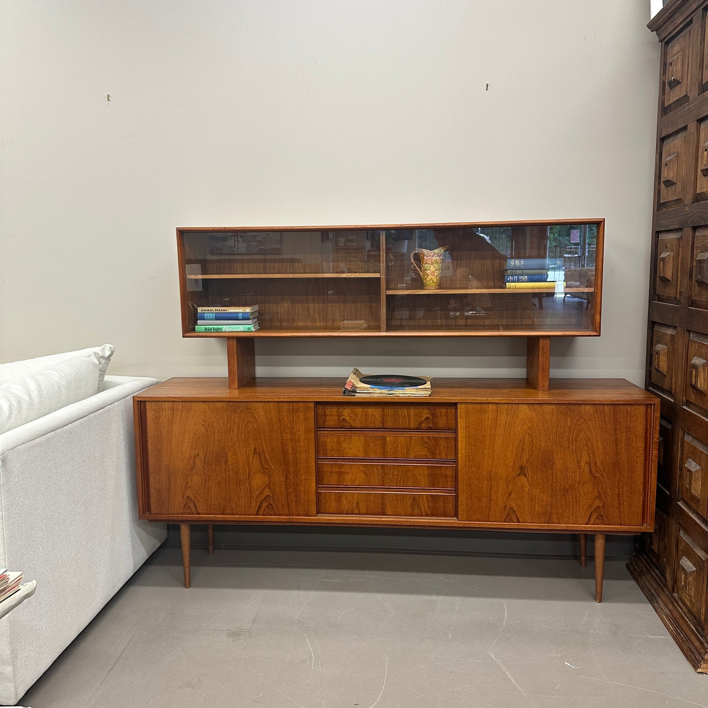 Mid-Century Modern Danish 2-Piece Sideboard & Hutch